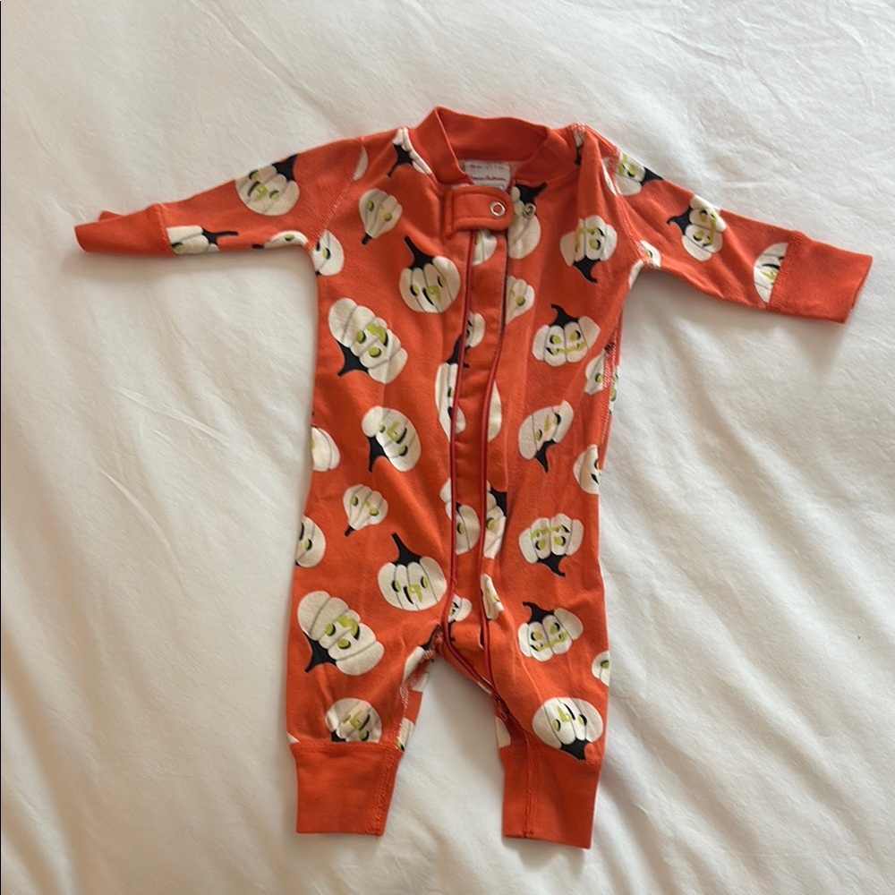 Halloween Glow in the Dark pumpkin jack-o’-lantern PJs Baby Onesie